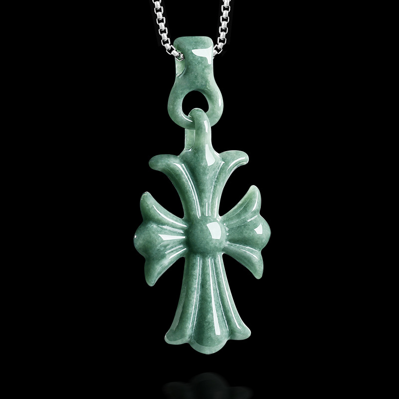 Women'S Accessories And Jewelry - Doğal Birman Yeşim Taşı Haç Kolye