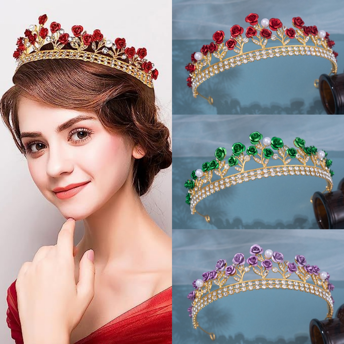 Women'S Accessories And Jewelry - Barok Seramik Gelin Tacı Rhinestone Balo
